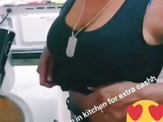 Tamil Damsel Displaying the Kitchen