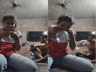 Mistress's romantic play with condom